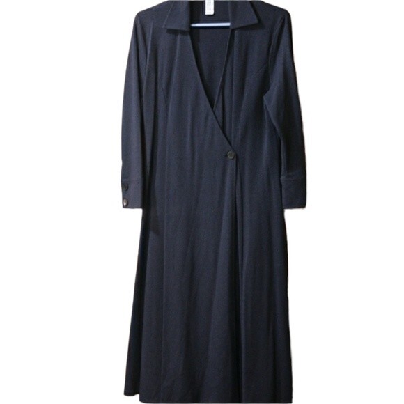 AK Anne Klein Charcoal Gray Midi Wrap Dress Medium - Picture 1 of 11